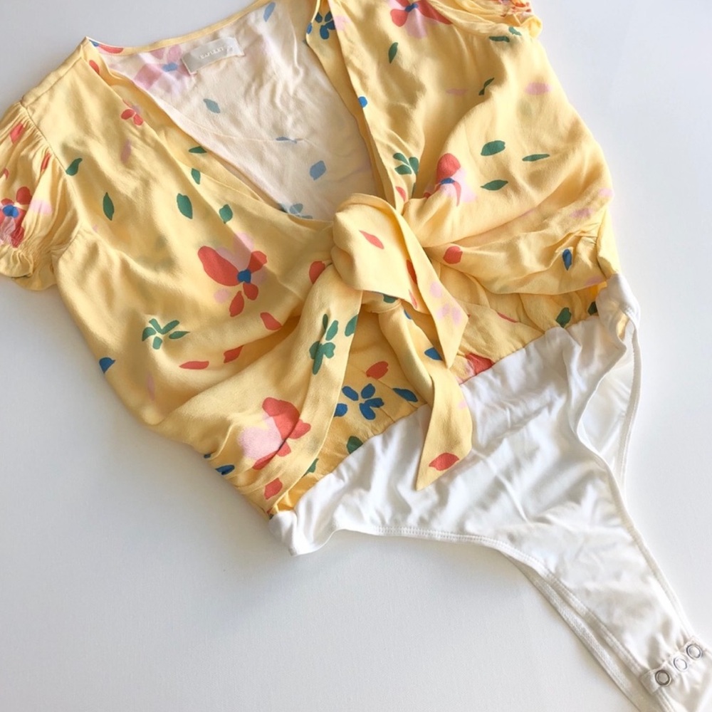 Capulet Floral Yellow Tie-Front Bodysuit